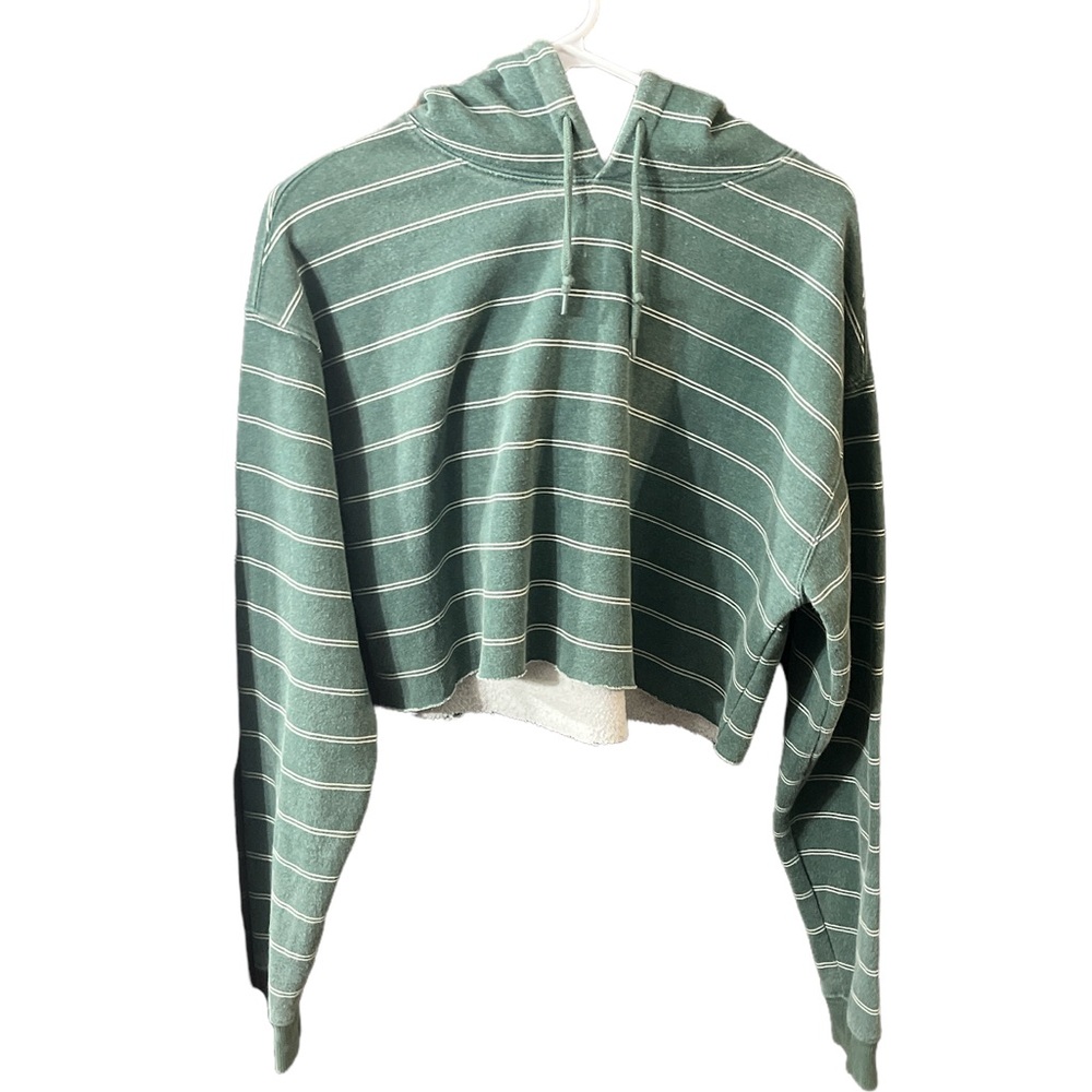 Urban outfitters green stripped cropped hoodie size small
